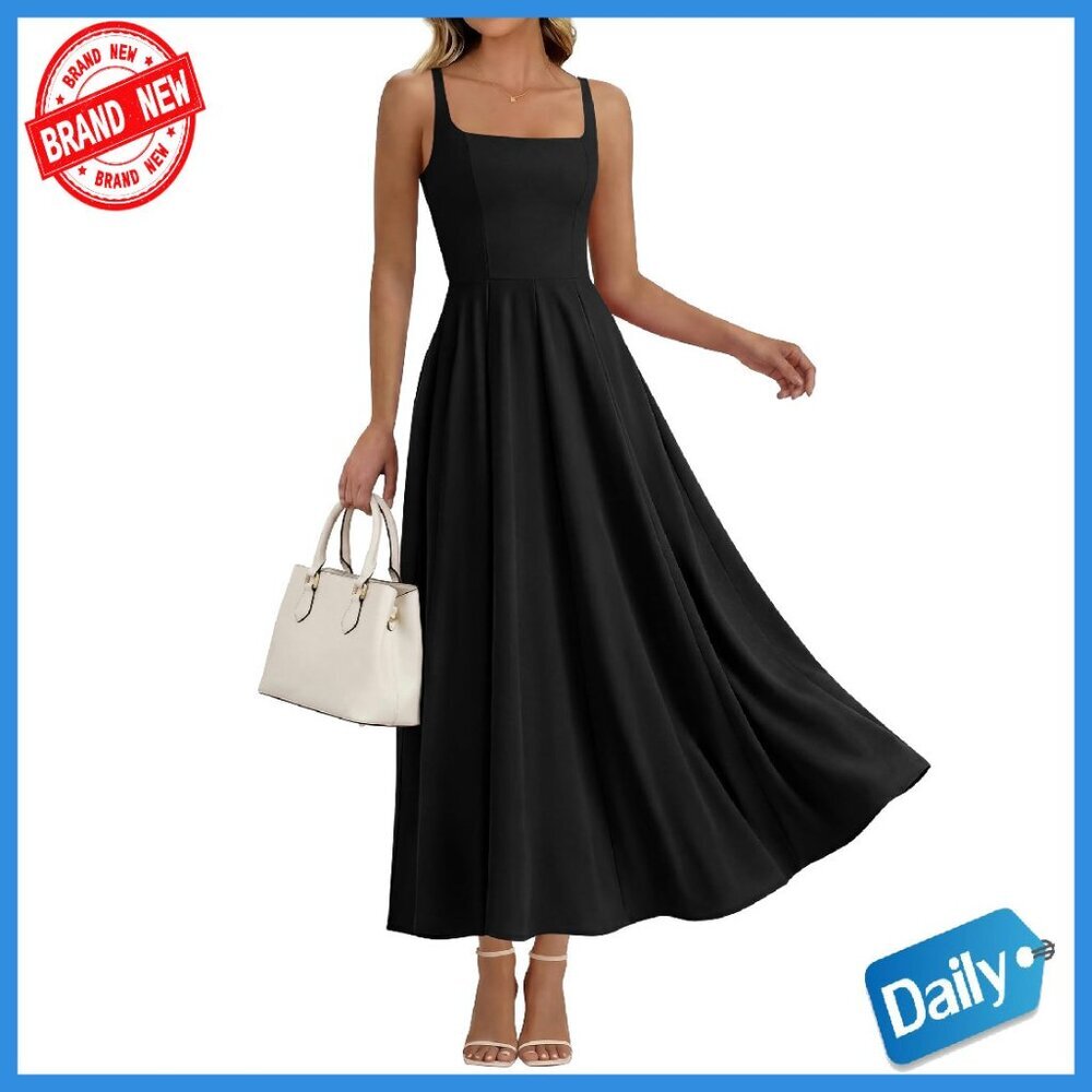 Square Neck Sleeveless Maxi Dress Formal Cocktail Wedding Guest